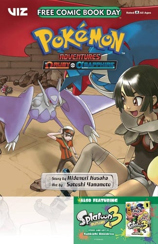Front cover of Pokémon Adventures: Omega Ruby & Alpha Sapphire, available tomorrow FREE, at participating stores