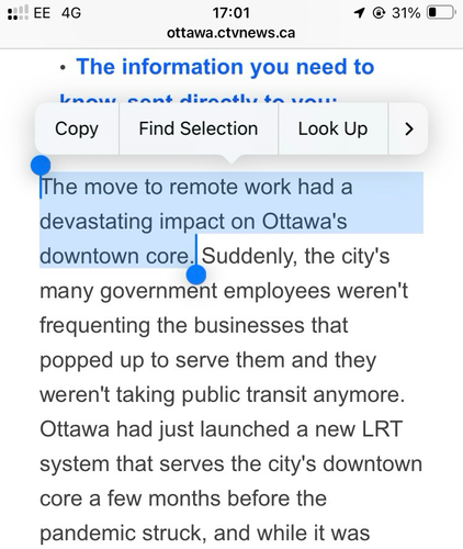 The move to remote work had a devastating impact on Ottawa’s downtown core. Suddenly the city’s many government employees weren’t frequenting the businesses that had popped up to serve them and they weren’t taking public transit anymore. 