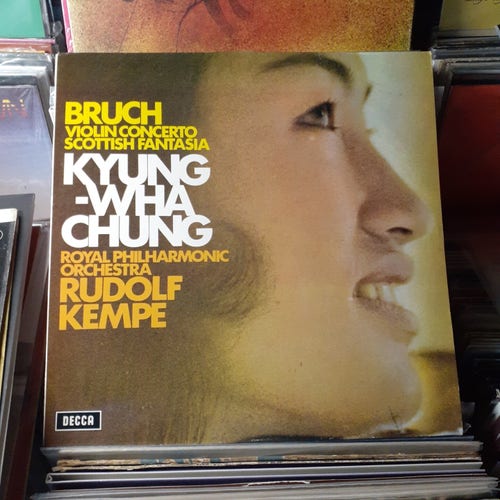Album cover features a close-up profile photo of the violinist Kyung-Wha Chung, smiling.