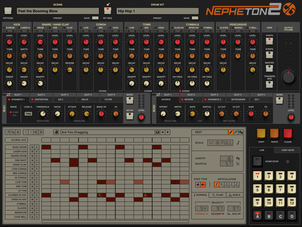 Nepheton 2 drum machine UI.
