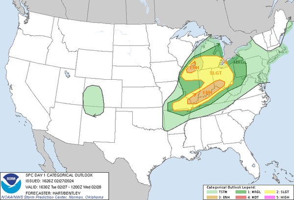 Enhanced convective outlook, possibility of tornadoes