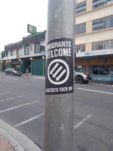 "Immigrants welcome, fascists fuck off!" spotted in Devonport, Lutruwita Tasmania, Australia 9/3/2024