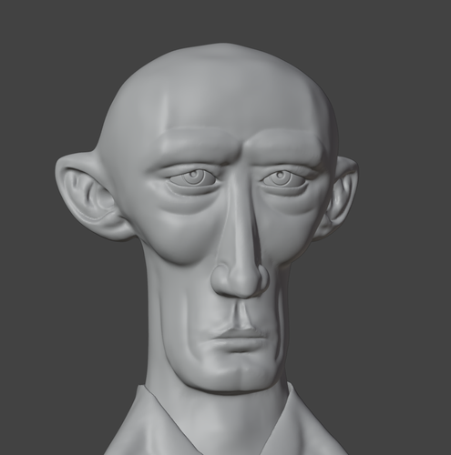 Screenshot of a 3D male portrait sculpture in progress.