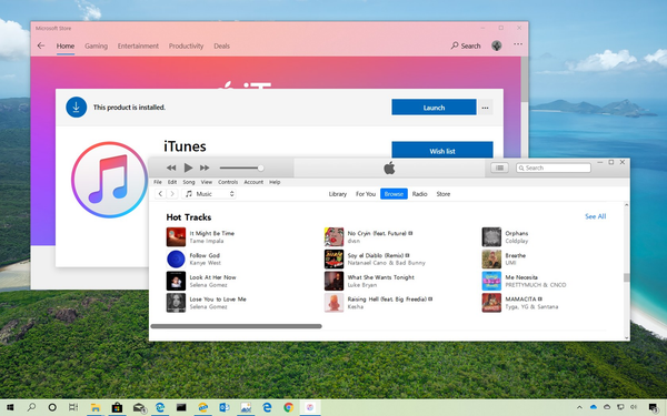 Screen shot of iTunes running on Windows 10