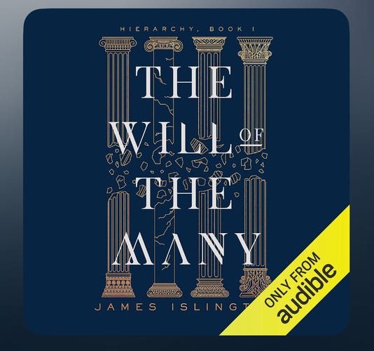 Screenshot of the audible cover of the book: The will of the many 