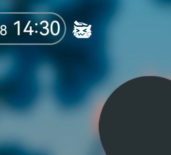 Notification bar on android. A monochrome petted floofy neocat is the sole notification icon being displayed.