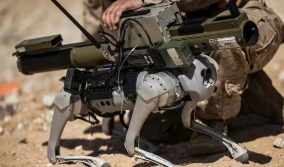 The army tested a rocket equipped robodog last last year. (Image: MARINE CORPS AIR GROUND COMBAT C)
