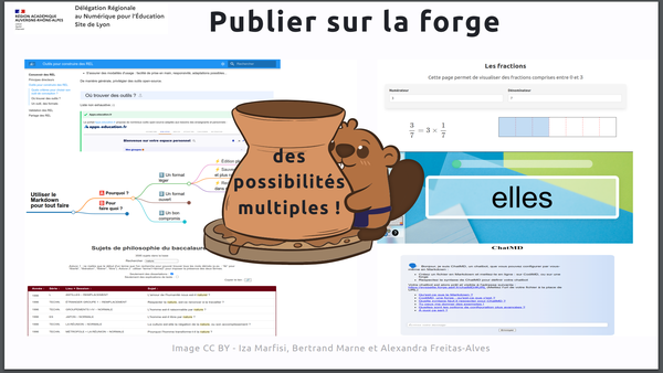 Slide 1 de la présentation "Publier sur la forge" de la Drane Lyon lors de Educatech Expo.