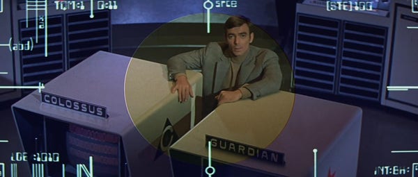 Screenshot from Colossus: the Forbin Project, an old film about an advanced computer gaining sentience & trying to take over