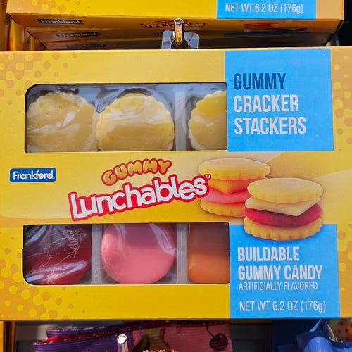 Gummy Lunchables, a gummy candy version of Lunchables crackers and meat. 