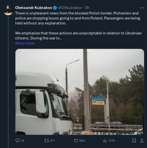 Screenshot of Kubrakov's original Twitter post