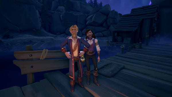 Guybrush and Elaine in Sea of Thieves