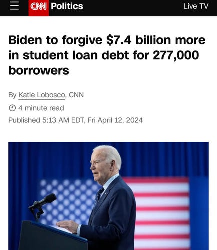 Headline Biden to forgive $7.4 billion more in student loan debt for 277,000 borrowers


Alt left Skyler and comrade Karen gonna throw a fit. 