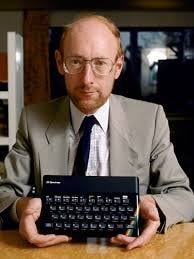 Clive Sinclair holding a ZX Spectrum 