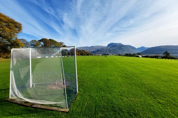 Shinty goal and playing field