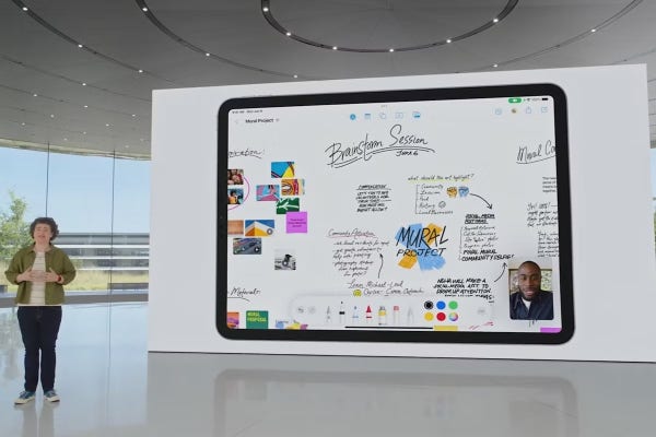 Freeform on iPad on a slide at an Apple keynote