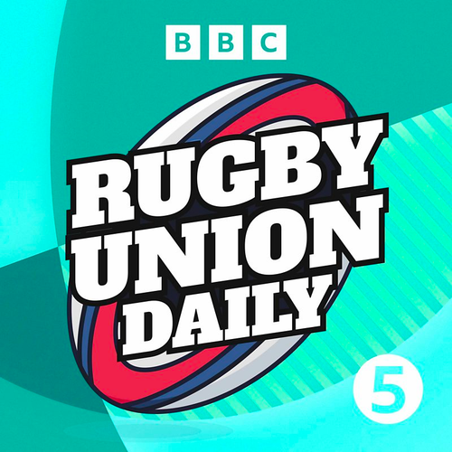 Rugby Union Daily Illustration - background in geometric shades of green, BBC logo at the top