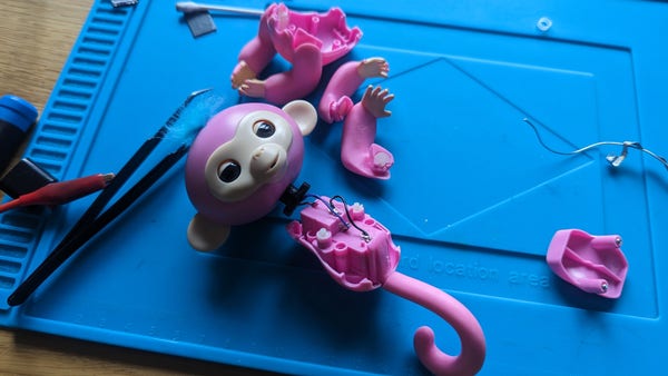 A fingerling pink monkey with it's arms detached so it's just a smiley head and tail. Creepy.