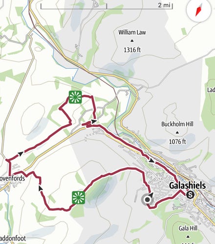 Map: The route (with a loop added to make the distance)