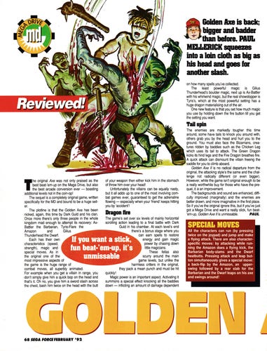Review for Golden Axe II on Mega Drive from Sega Force 2 - February 1992 (UK)


score: 84%