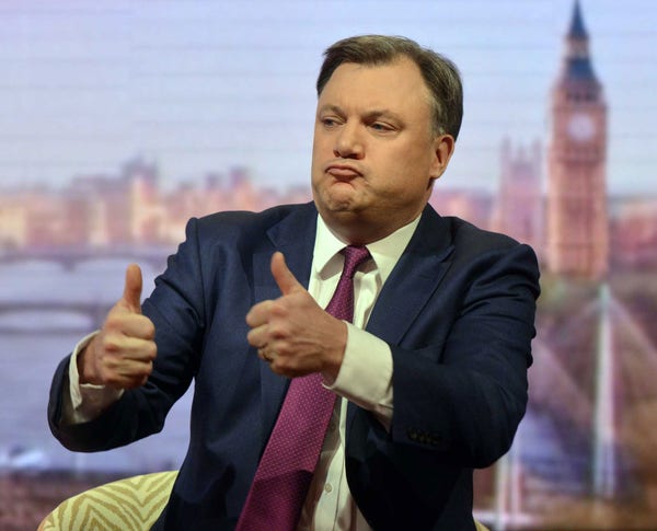 Ed Balls giving the thumbs up. 