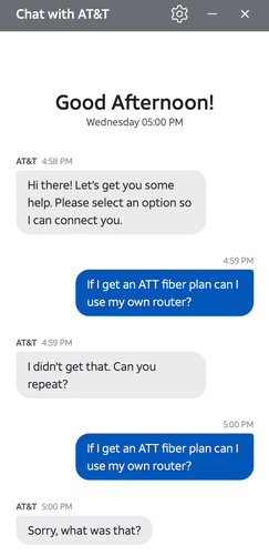 Chat with AT&T chatbot.