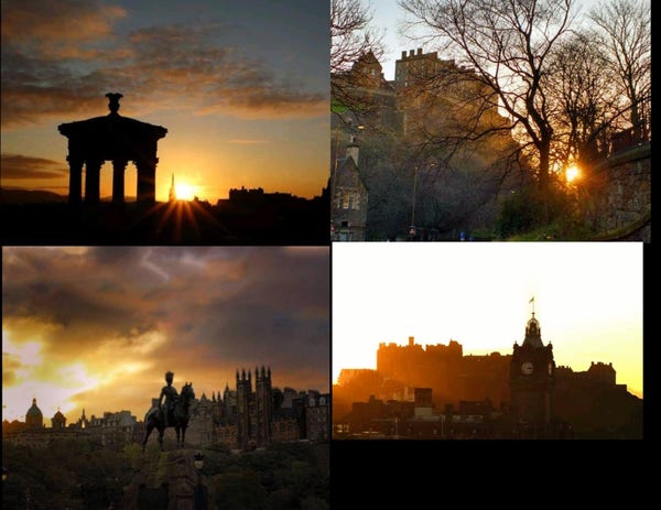 Edinburgh in sunset/sunrise mode.
A beautiful city, with fabulous architecture and endless history, there are endless photo opportunities here, especially in that golden hour.