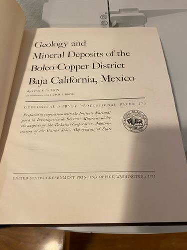 Title page of a USGS Prf Paper on Boleo. 