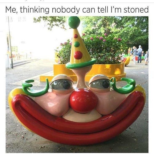 me thinking nobody can tell if i'm stoned

it's a very stoned looking clown ride thingy