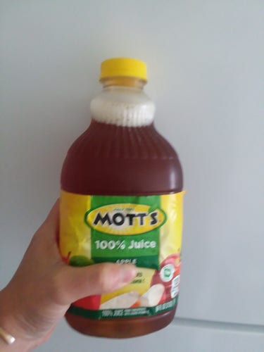 It looks like apple juice but it's iced  tea that I made using a Mott's apple juice jug.