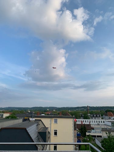 A zeppelin hovering right outside my kitchen window. 