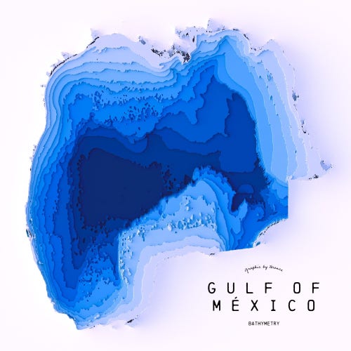 A visualisation of the bathymetry of the Gulf of México
