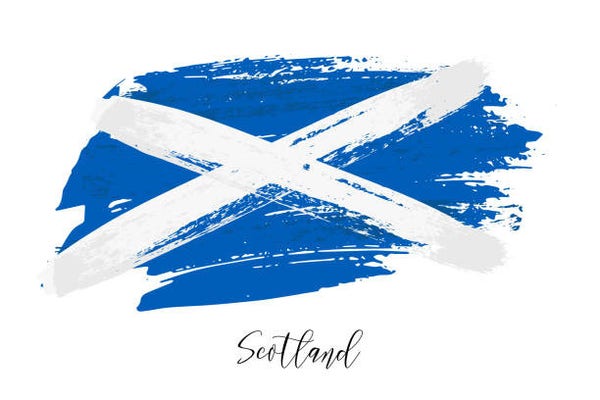 an image of the Scottish Saltire... a dark blue background with a diagonal white cross...