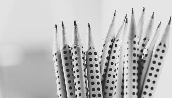 Black and white image of pencils