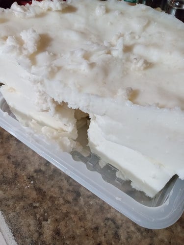 White lard after a first rendering. 