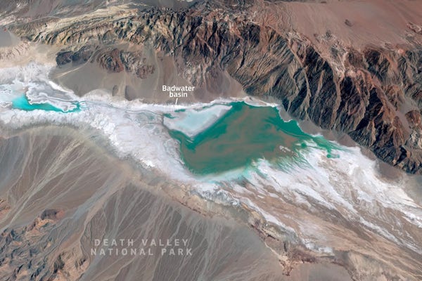 satellite imagery - ephemeral Lake Manly, Badwater Basin, Death Valley