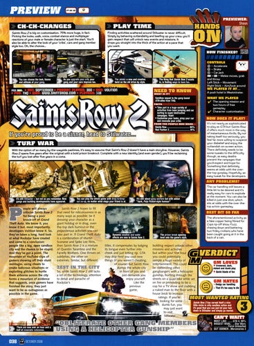 Preview for Saints Row 2 on PlayStation 3 and Xbox 360.
Taken from GamesMaster 203 - October 2008 (UK)