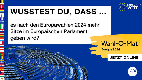 Wusstest du, dass es nach den Europawahlen 2024 mehr Sitze im Europäischen Parlament geben wird?