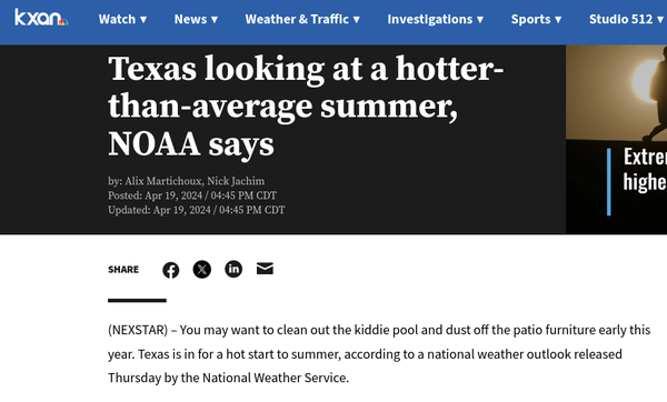 (NEXSTAR) – You may want to clean out the kiddie pool and dust off the patio furniture early this year. Texas is in for a hot start to summer, according to a national weather outlook released Thursday by the National Weather Service.

All but two states on the new national forecast map are shown in shades of orange and red. The darker the color, the more likely an area is to see above-average temperatures between May and July this year.
