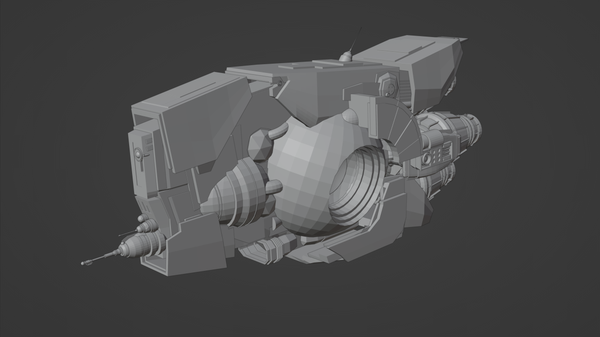 A 3D model, made in Blender, of my spaceship 'The Seventy Three'. 