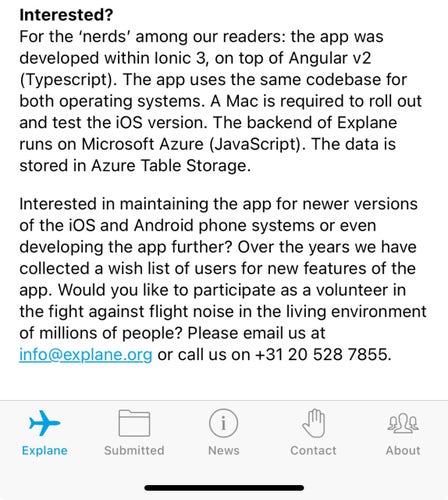 Text about the development of the Explane app