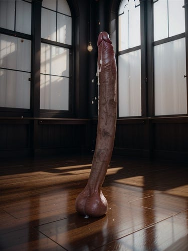 An abstract image of a huge penis in a dance studio.