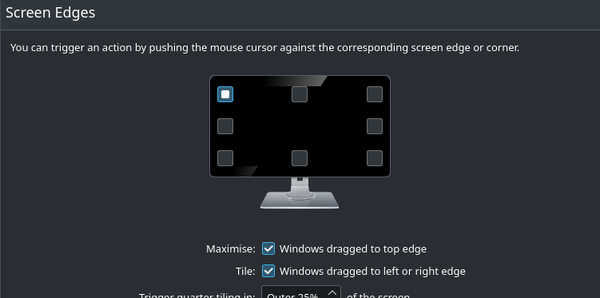screenshot of the settings box
