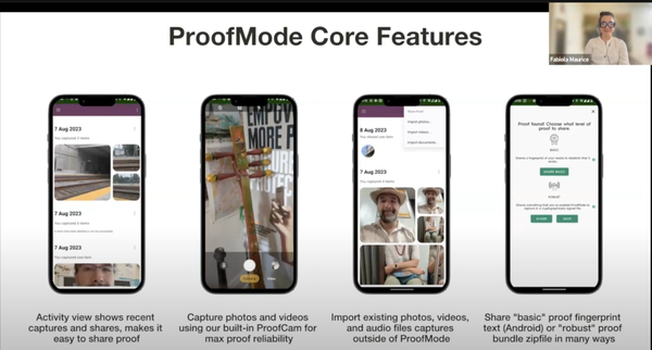 screenshot from training slides on how to use ProofMode app
