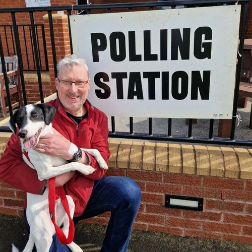 Me and my dog at a Polling Station
