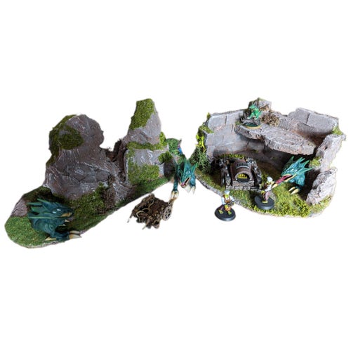 Rock formations and ruins for tabletop games from Mystic Pigeon Gaming
