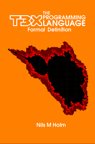 Front cover of the book "The T3X Programming Language" with a Mandelbrot set at its center