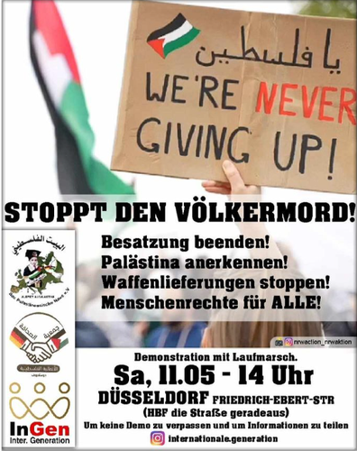 Flyer with a placard “We’re never giving up!”