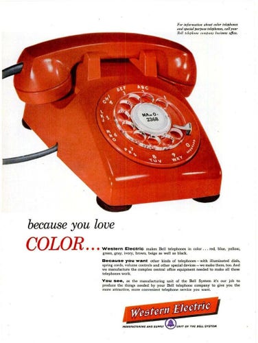 A red Roatery phone is dipicted. 