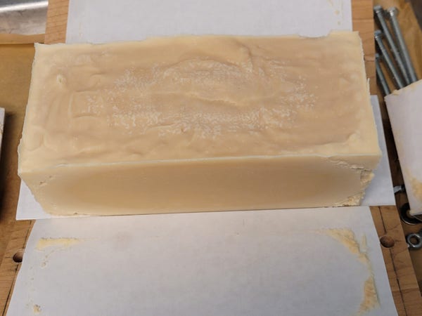 Giant slab of soap in a custom built mold